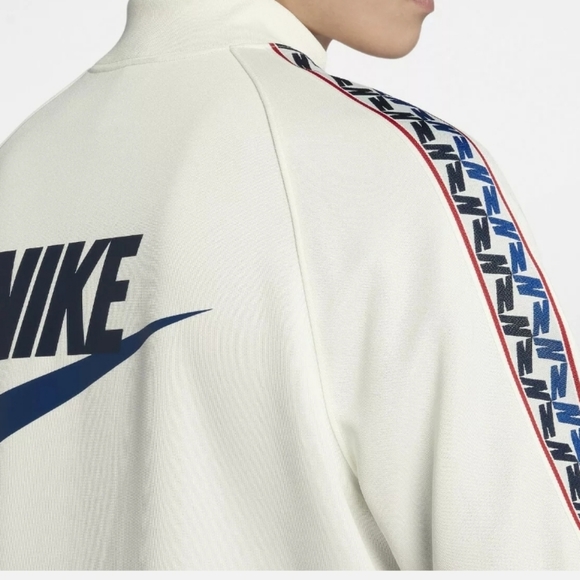 Nike Men's Tapered Track Jacket Full Zip White with Blue Letters Size Large - Picture 3 of 5
